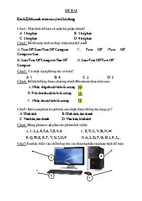 Đề kiểm tra cuối học kì I môn Tin học lớp 3